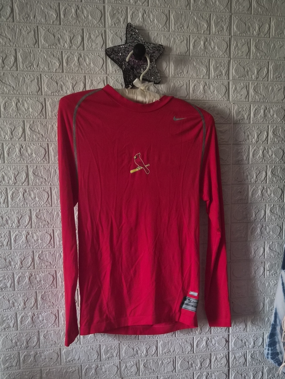 Nike Red Long-Sleeve Performance Shirt with Cardinals Logo